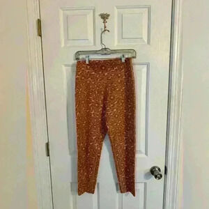 Offline by Aerie leggings large 7/8 raw hem cheetah print brown pink